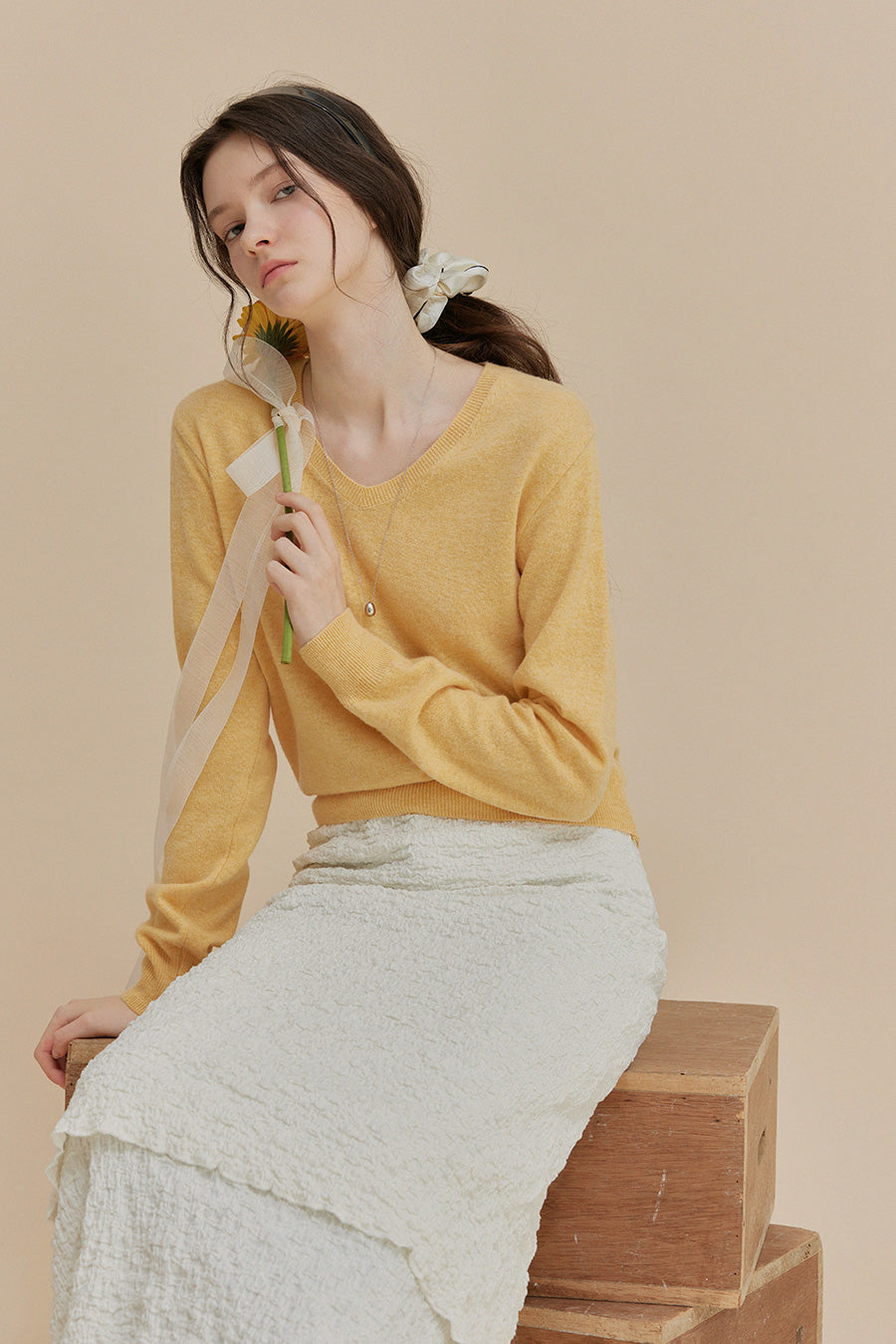 [TWEE]ipt Wool V-Neck Symbol Knit