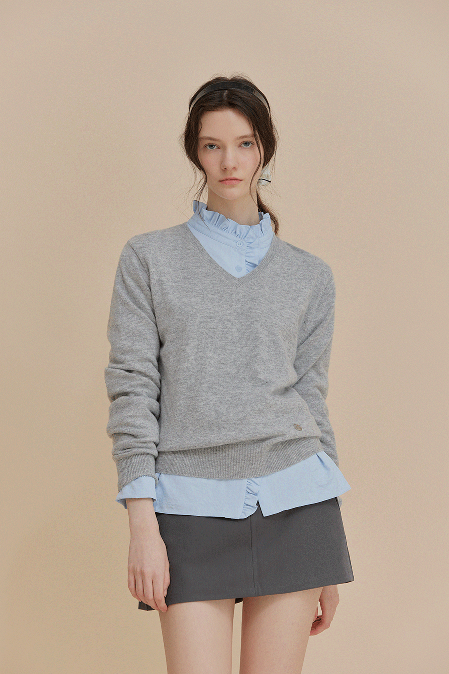 [TWEE]ipt Wool V-Neck Symbol Knit