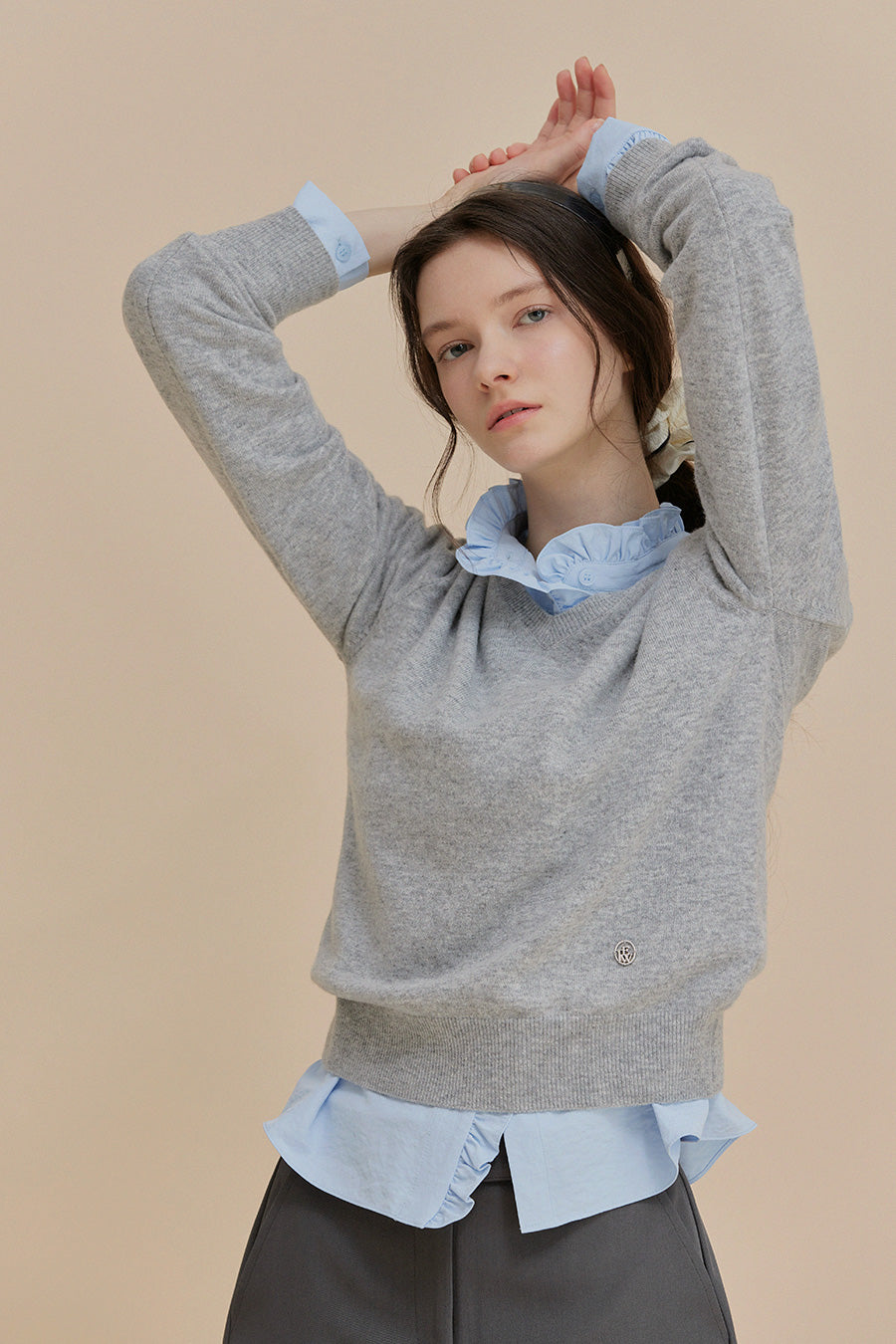[TWEE]ipt Wool V-Neck Symbol Knit