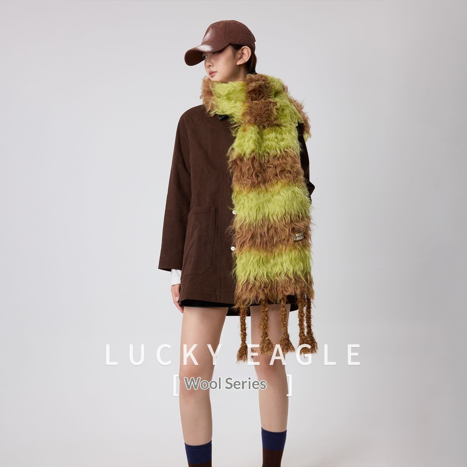 Striped Color-block Wool Scarf Warm And Thick Neck Warmer