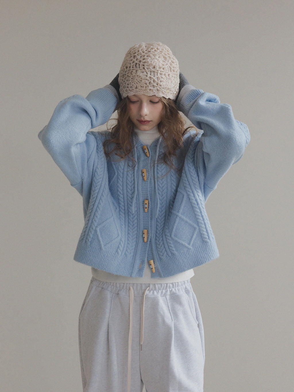 [TWEE] Nev Toggle Hood Knit Cardigan