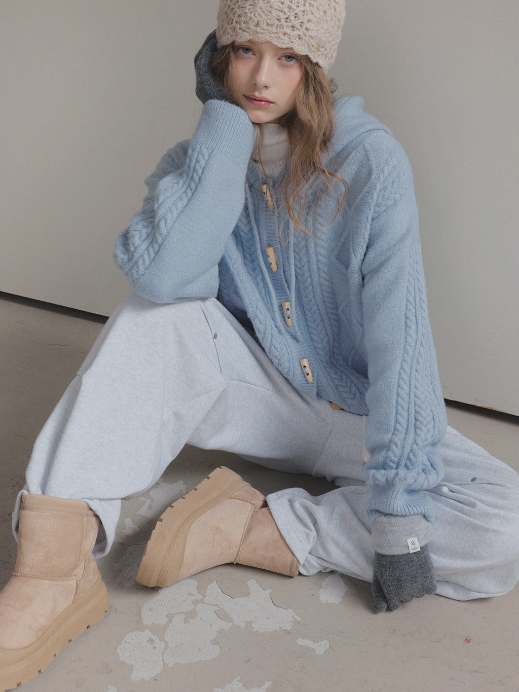 [TWEE] Nev Toggle Hood Knit Cardigan