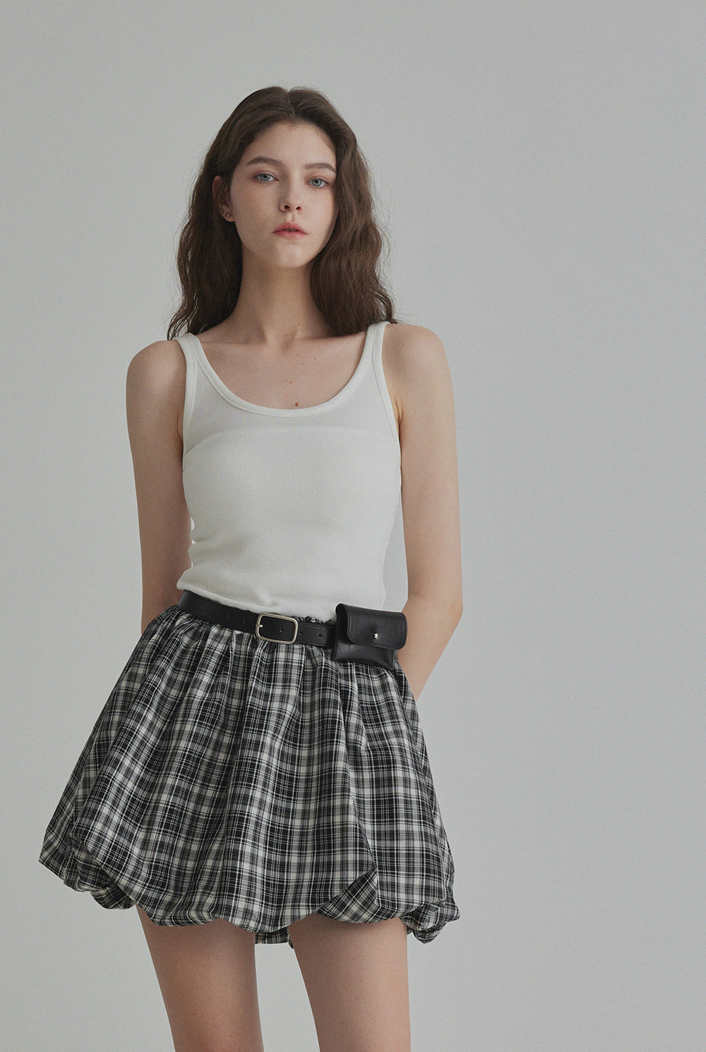 [TWEE] Decen Check Contrast Sleeveless Dress