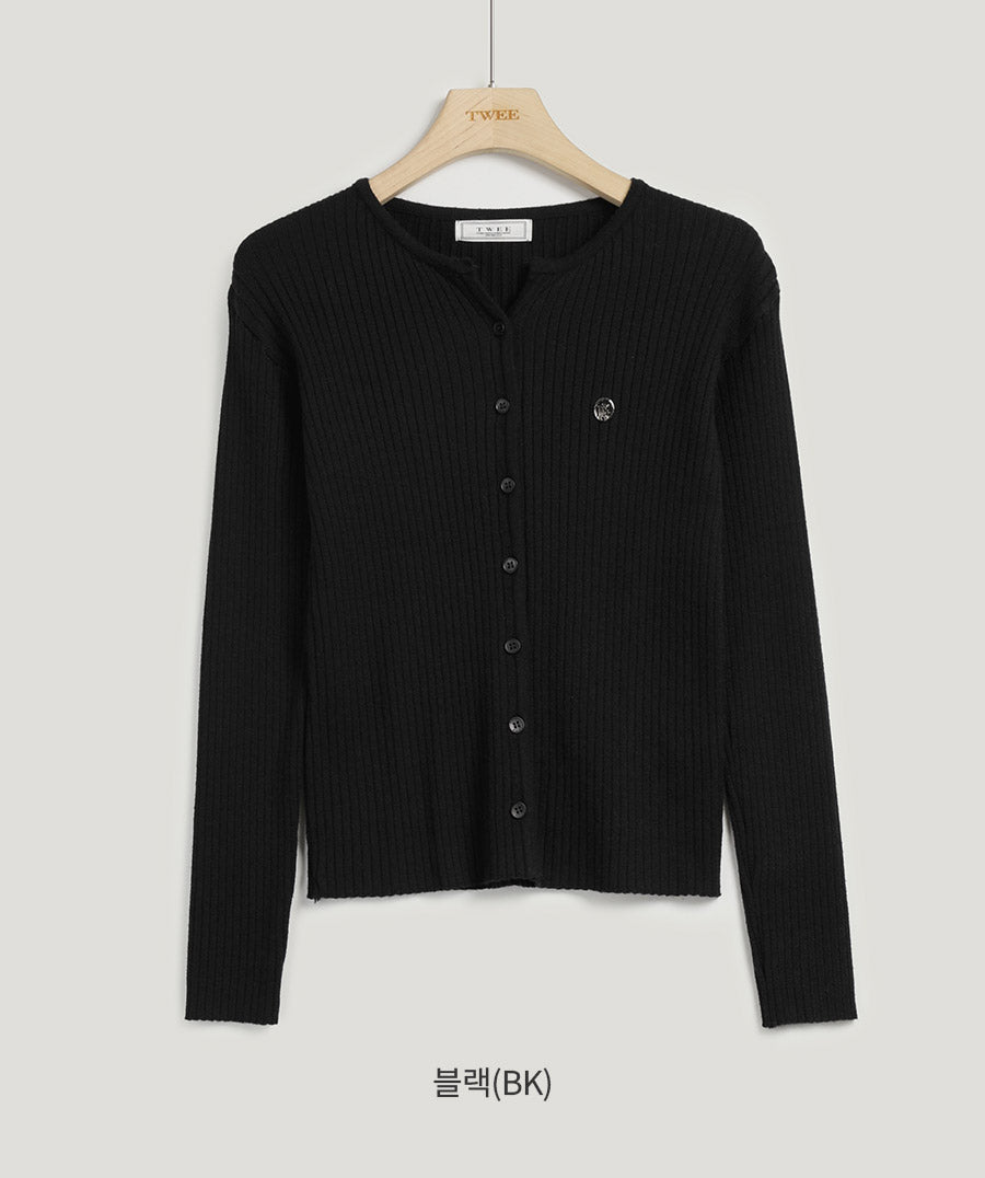 [TWEE] Elvid Symbol Ribbed Cardigan-8