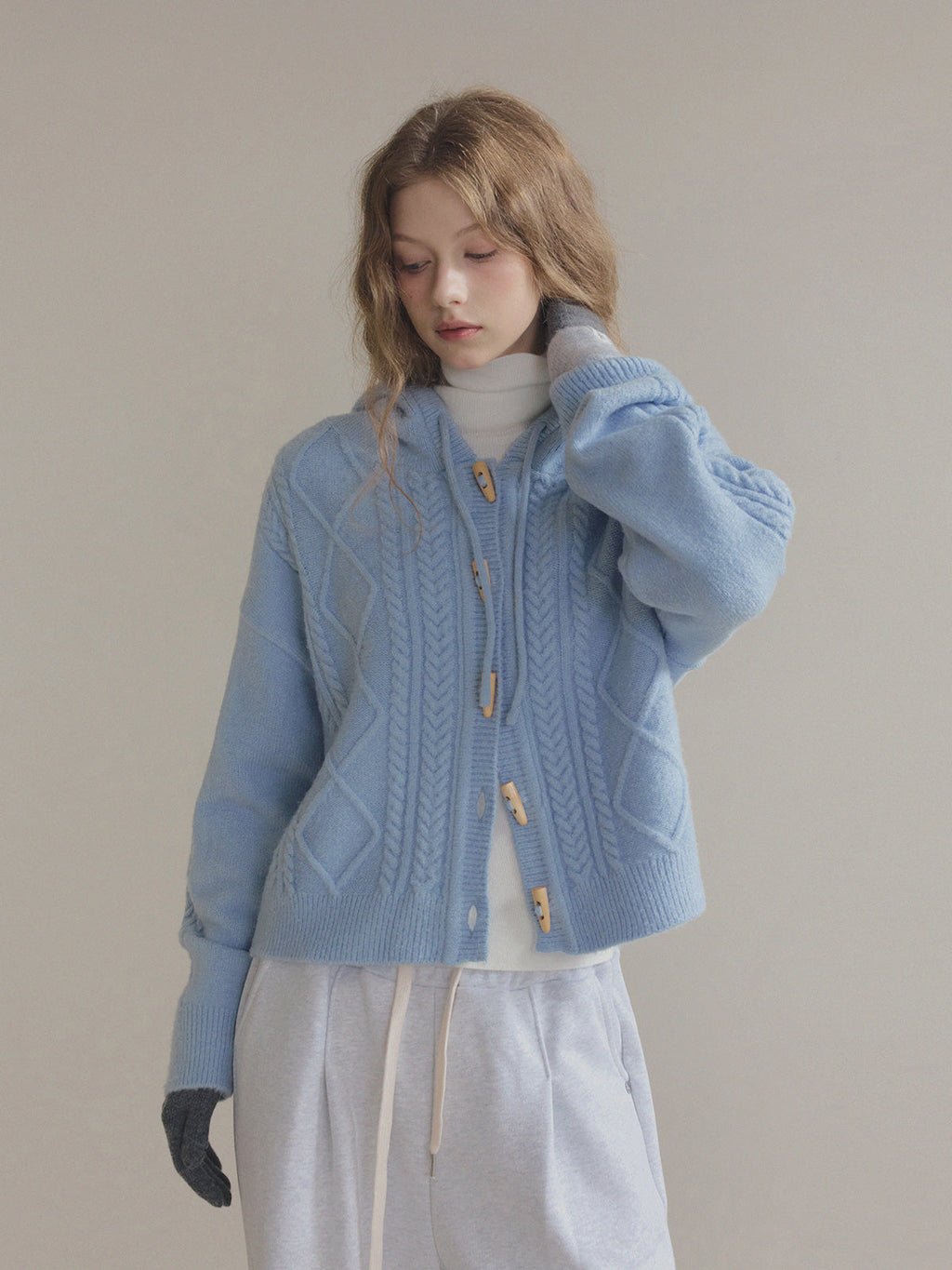 [TWEE] Nev Toggle Hood Knit Cardigan
