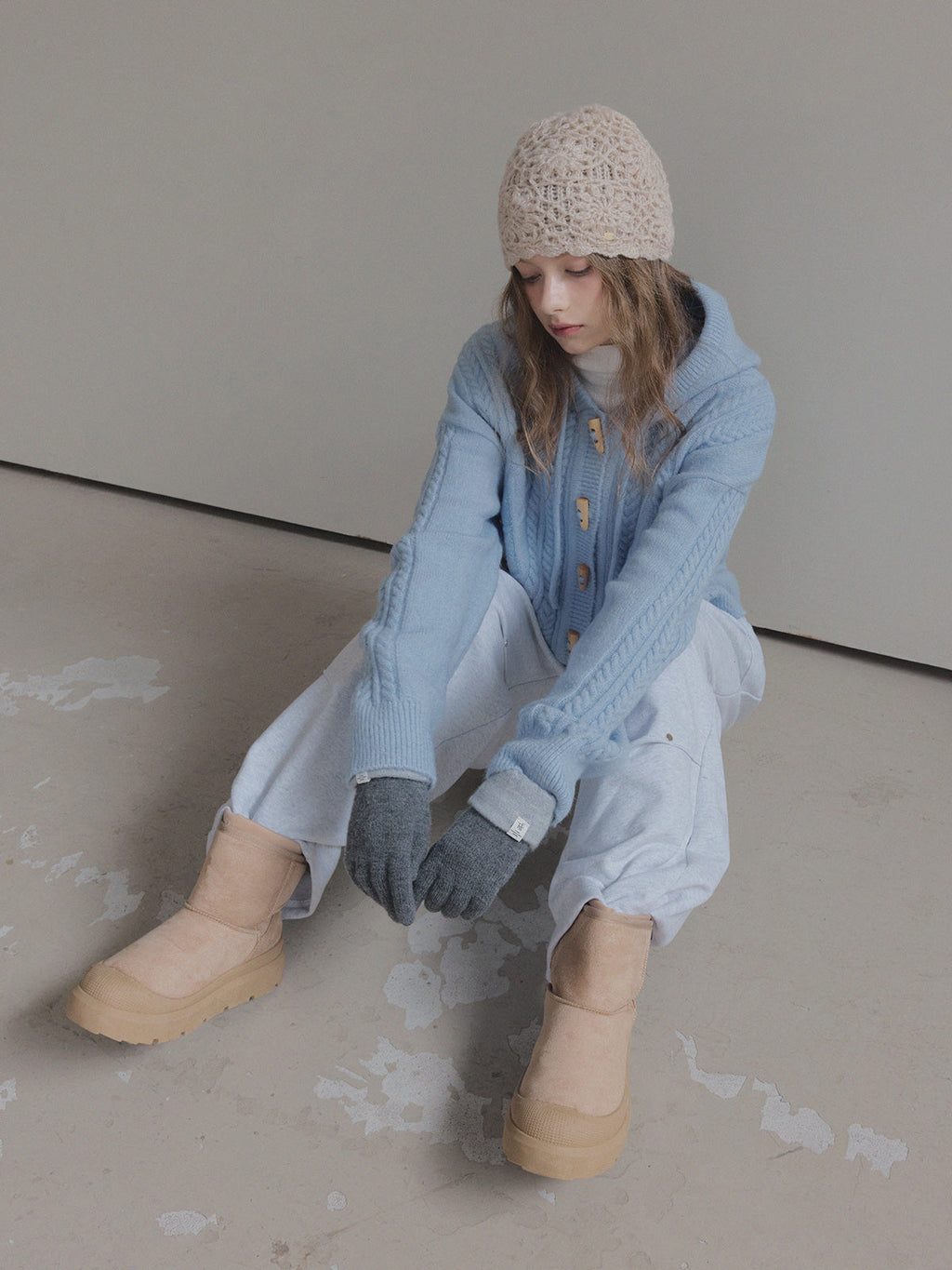 [TWEE] Nev Toggle Hood Knit Cardigan