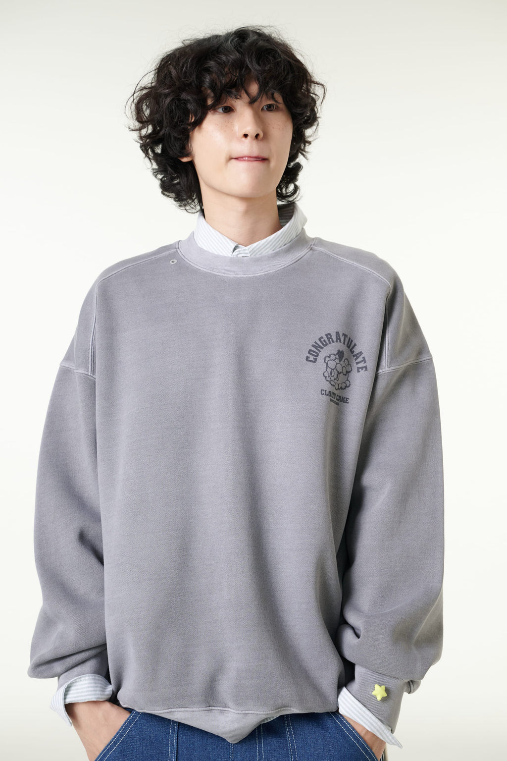 [CLOUD CAKE] Pigment Double-Layer Fabric Printed Sweatshirt