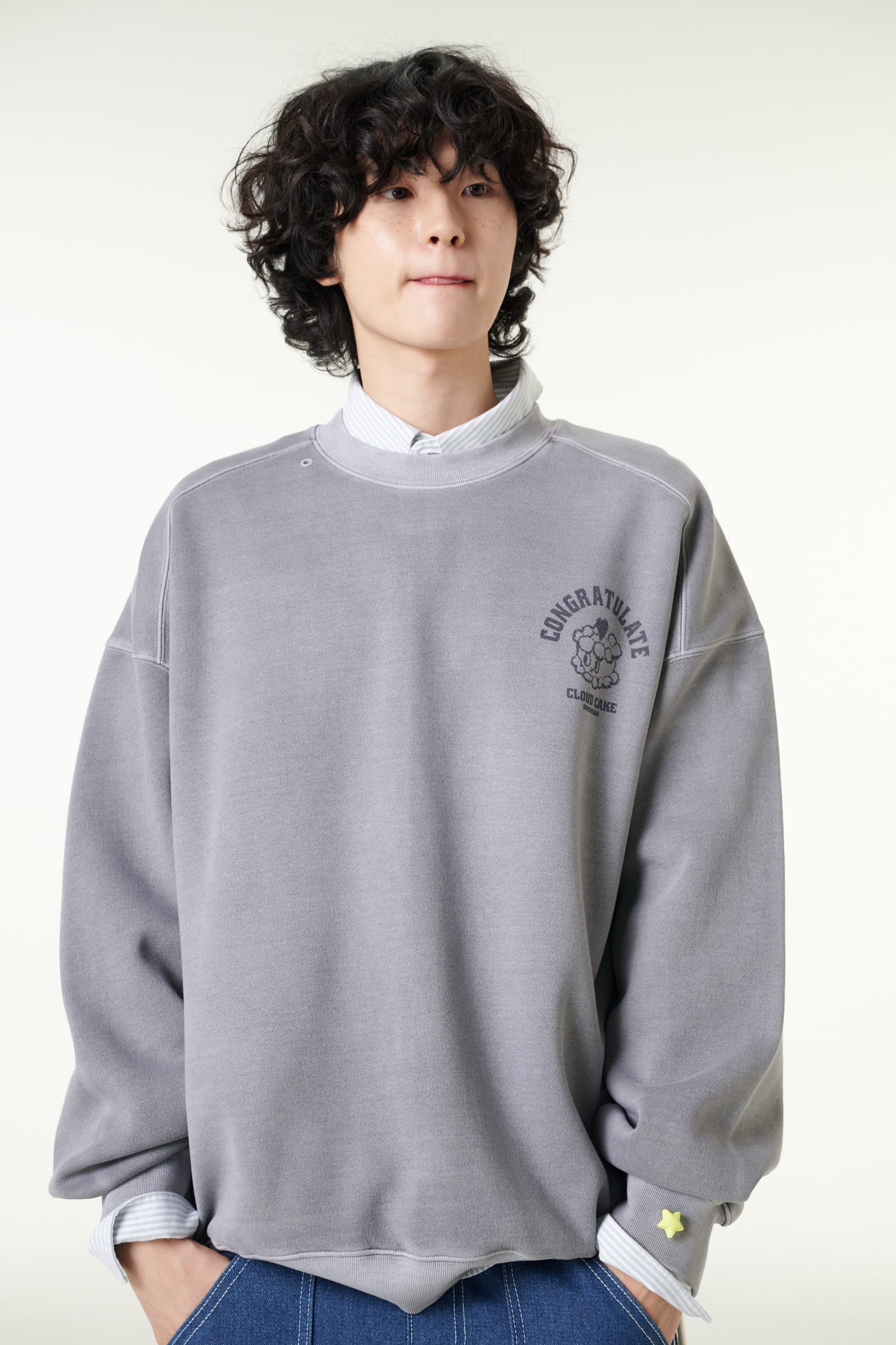 [CLOUD CAKE] Pigment Double-Layer Fabric Printed Sweatshirt