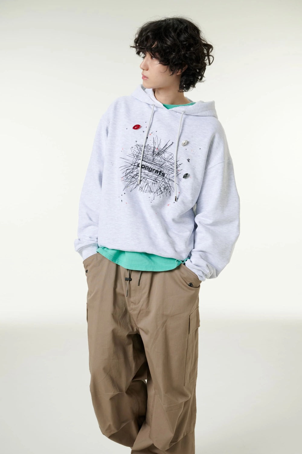 [CLOUD CAKE] Fashion Cloud Cake Fluffy Hoodie Light Gray  Unisex