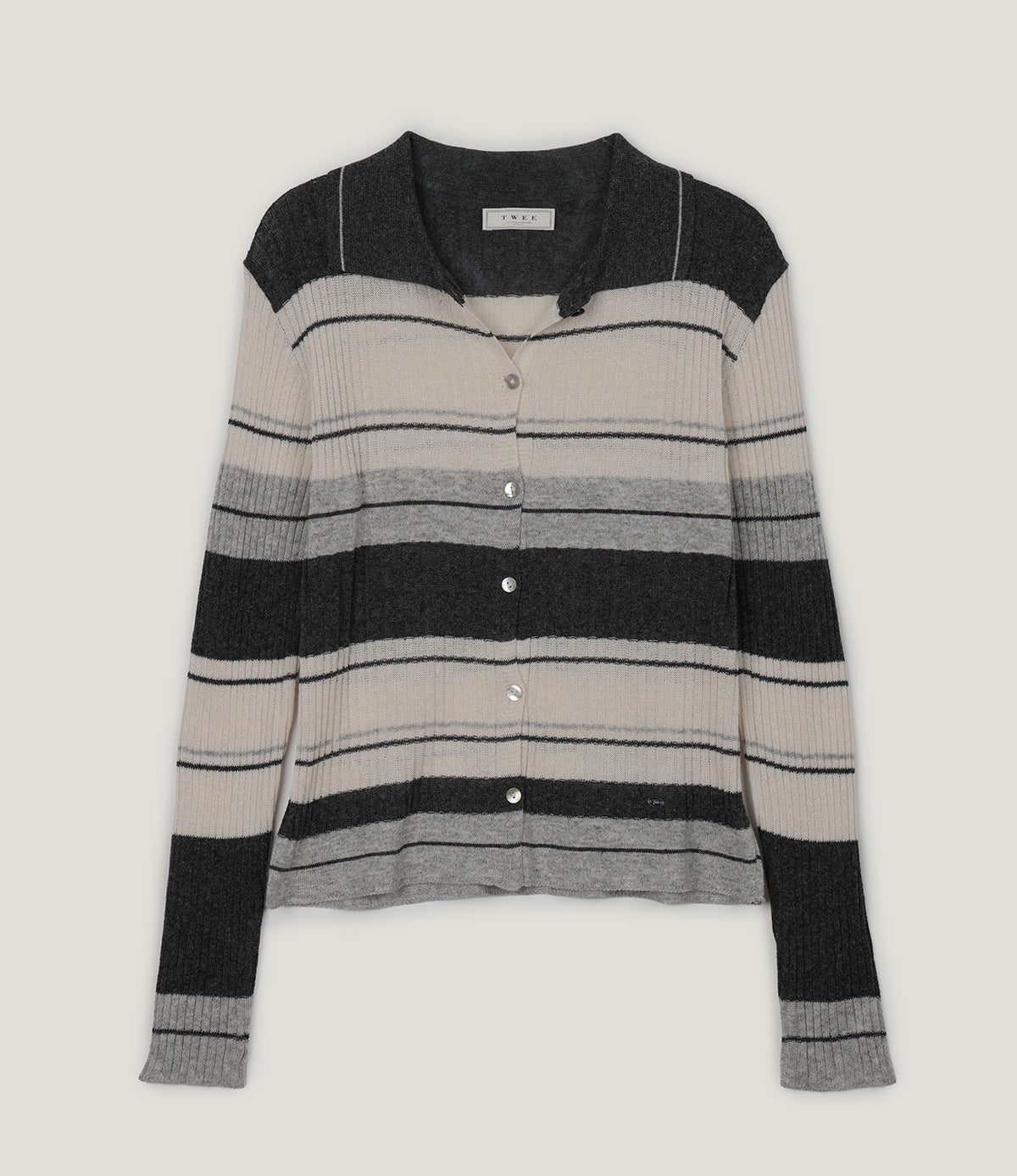 [TWEE] Polt Contrast Collar Stripe Knit