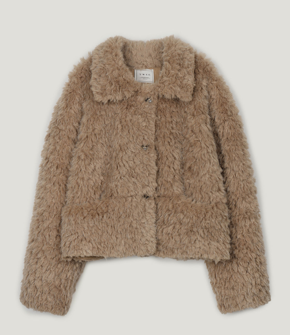[TWEE] Buard Shearling Collar Fur Jacket