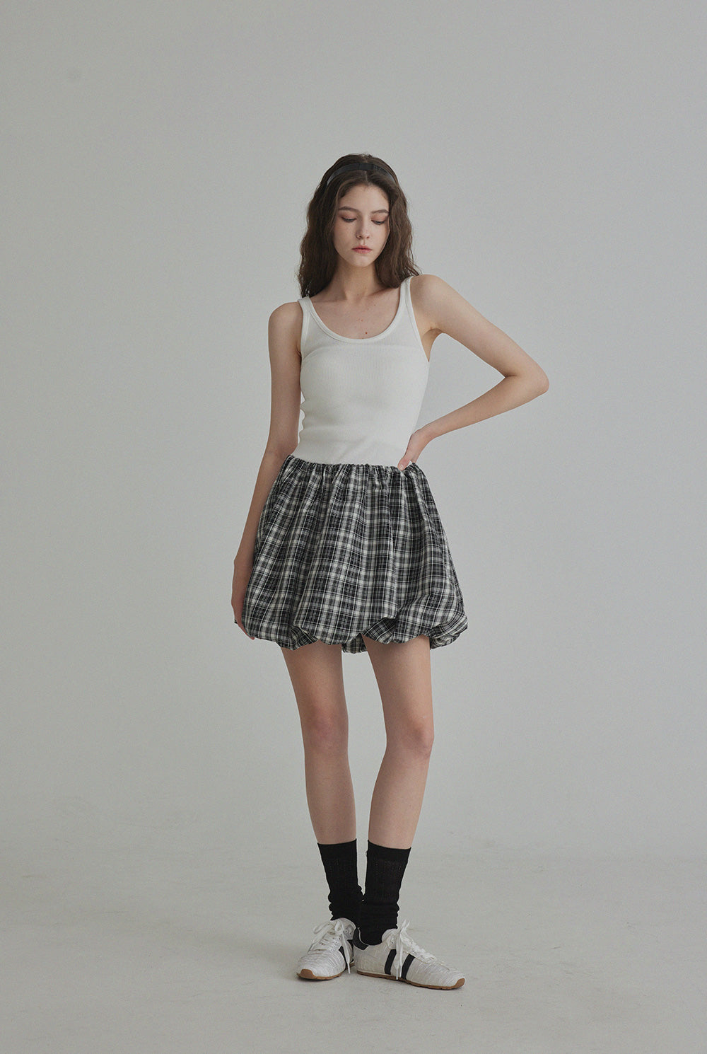 [TWEE] Decen Check Contrast Sleeveless Dress