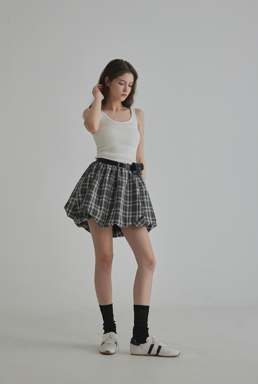 [TWEE] Decen Check Contrast Sleeveless Dress