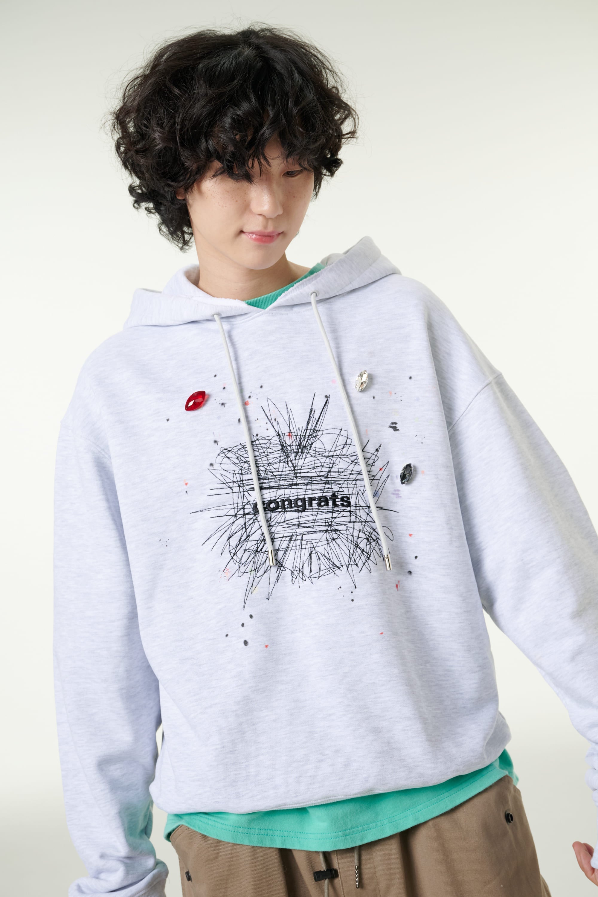 [CLOUD CAKE] Fashion Cloud Cake Fluffy Hoodie Light Gray  Unisex
