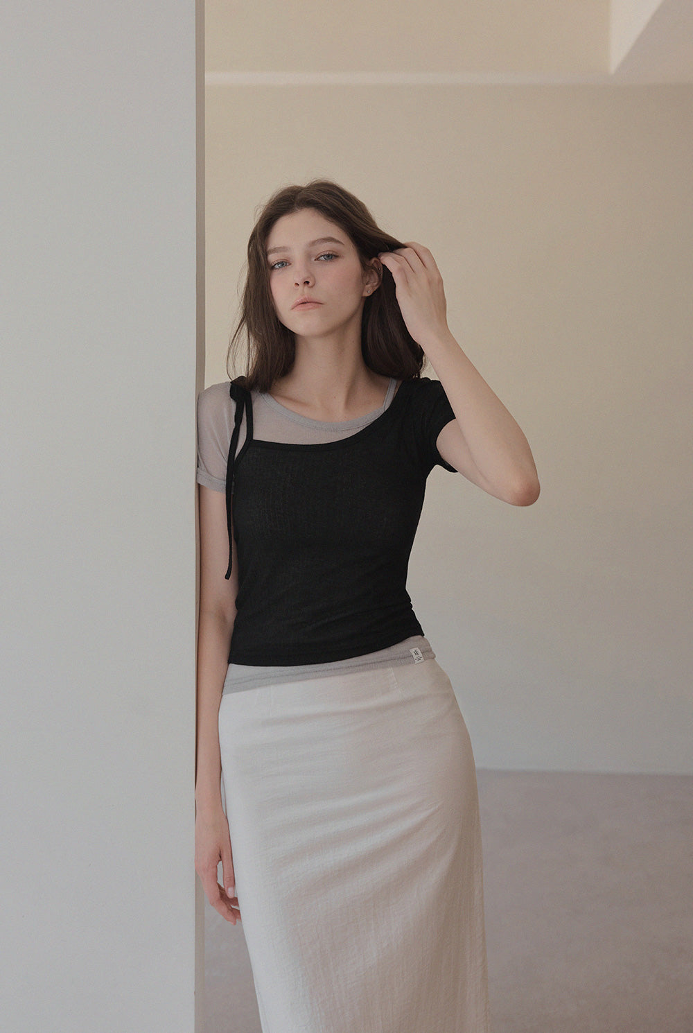 [TWEE] Winb Colorblock Layered Short Sleeve T-Shirt-0