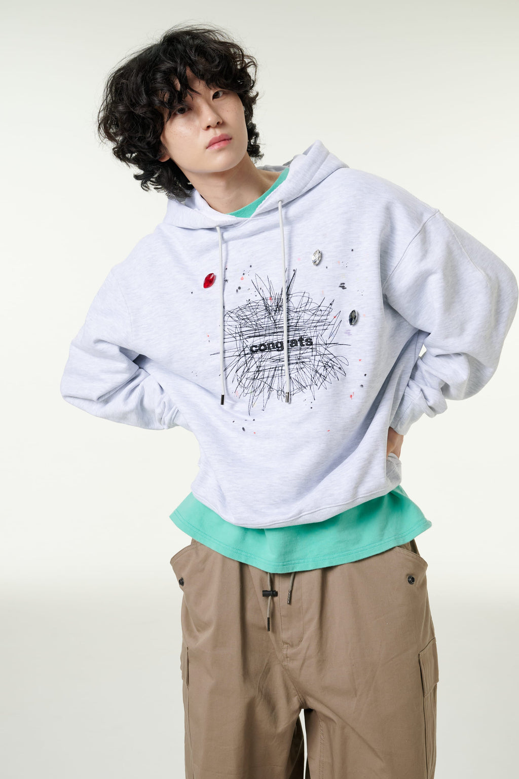 [CLOUD CAKE] Fashion Cloud Cake Fluffy Hoodie Light Gray  Unisex