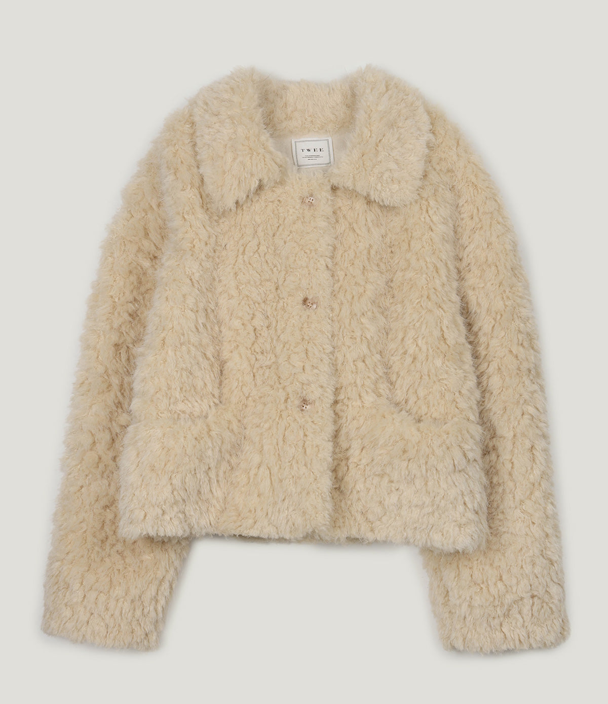 [TWEE] Buard Shearling Collar Fur Jacket