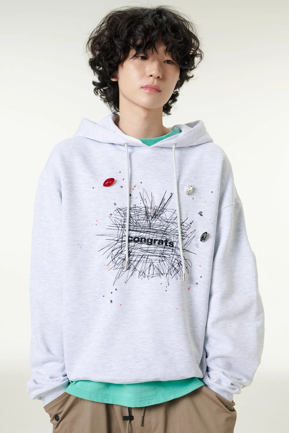 [CLOUD CAKE] Fashion Cloud Cake Fluffy Hoodie Light Gray  Unisex