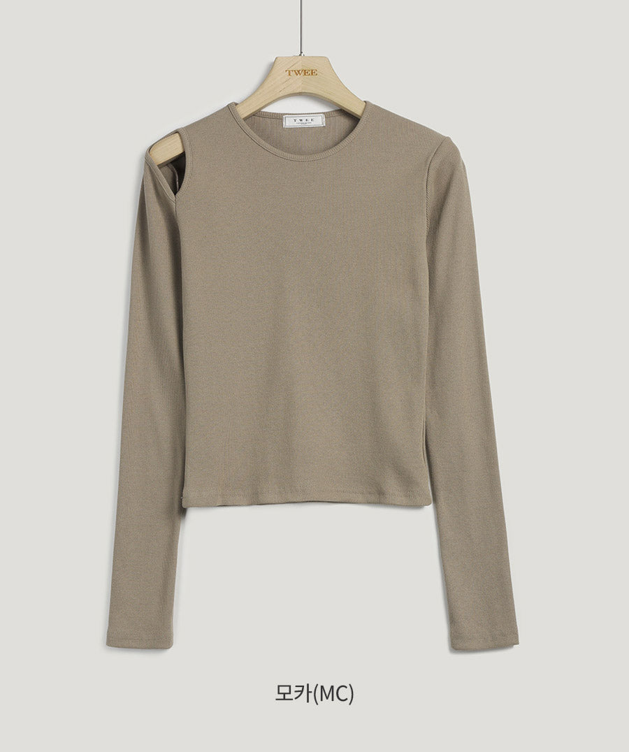 [TWEE]Stun Shoulder Cut-Off T-Shirt-5