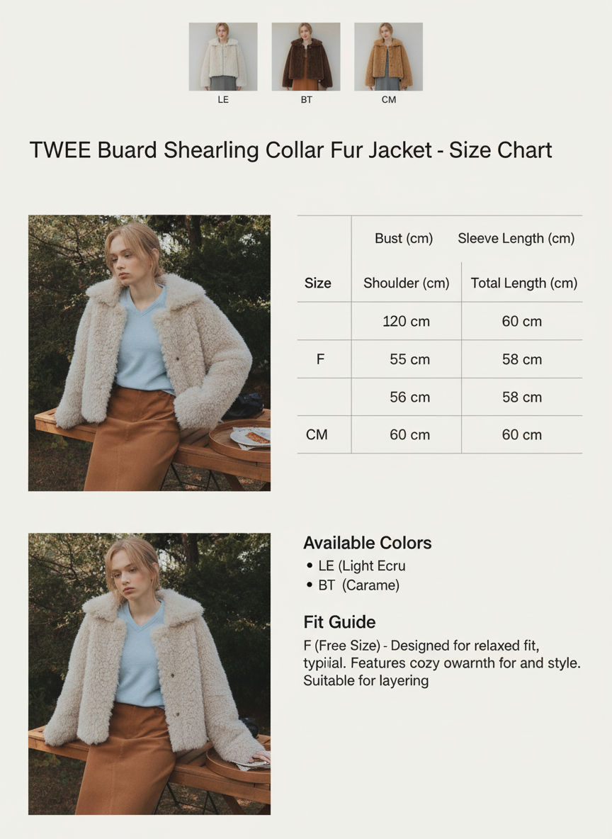 TWEE Buard Shearling Collar Fur Jacket 사이즈 표
