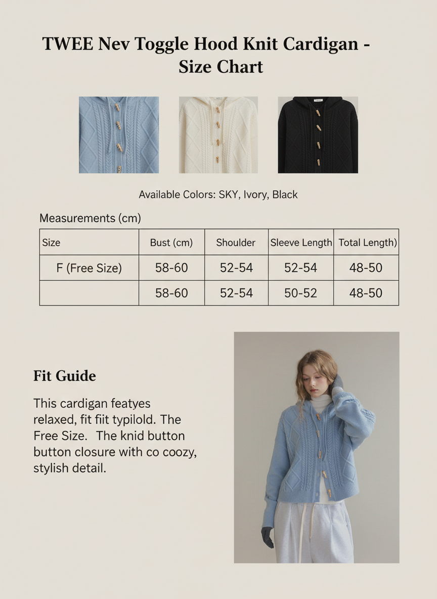 TWEE Nev Toggle Hood Knit Cardigan 사이즈 표